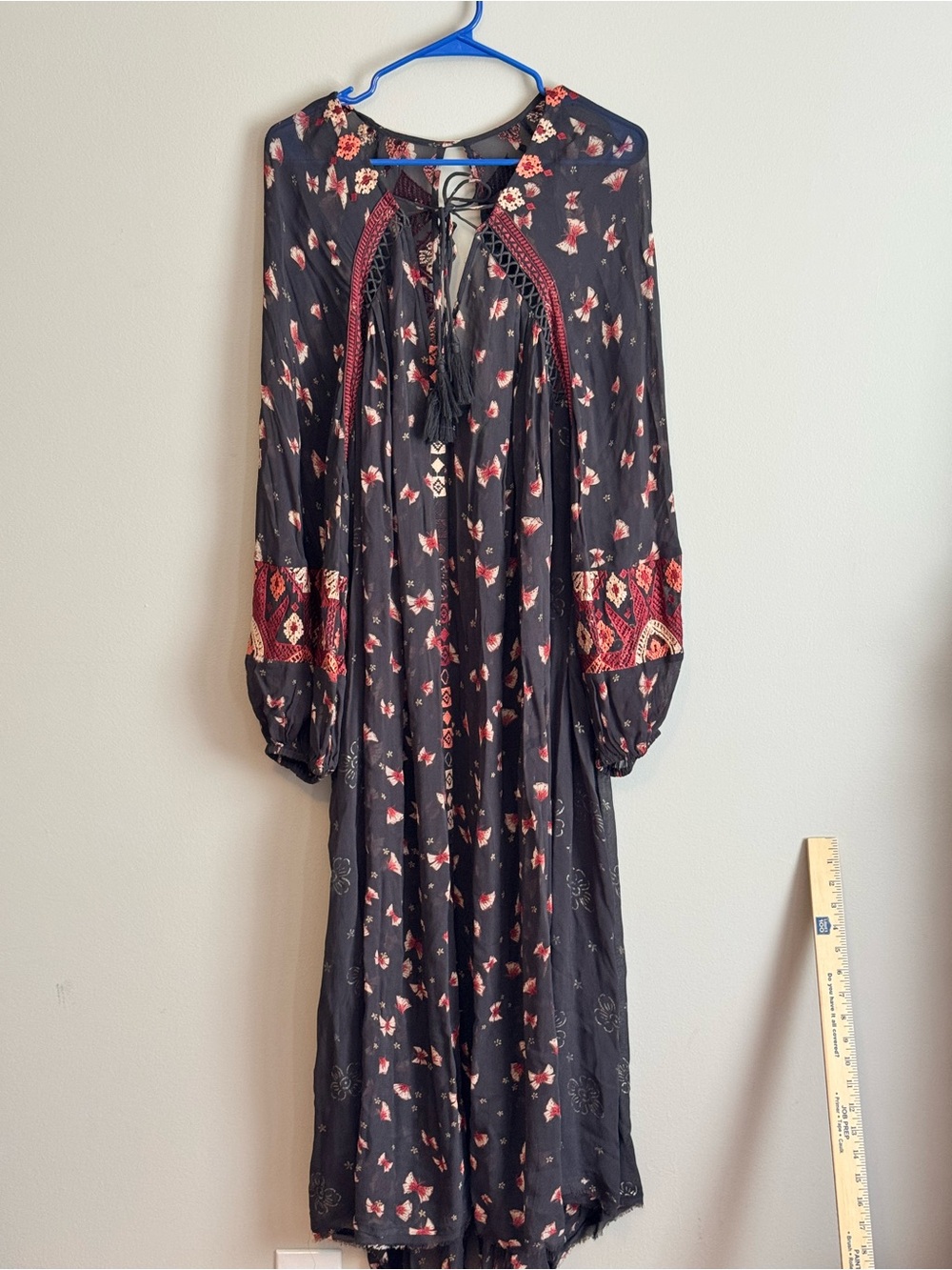 Free People Viceroy Embroidered Sheer Maxi Dress large boho festival - Picture 3 of 11